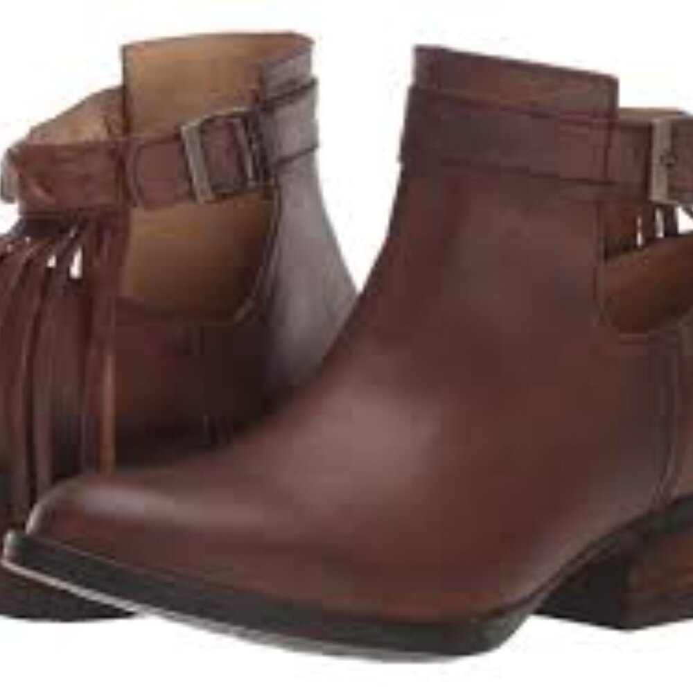 Harley Davidson Fringe Brown Leather Ankle Boots Biker Cowgirl Size 7.5M